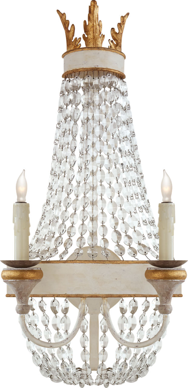 Entellina Sconce in Vintage White and Gild with Crystal