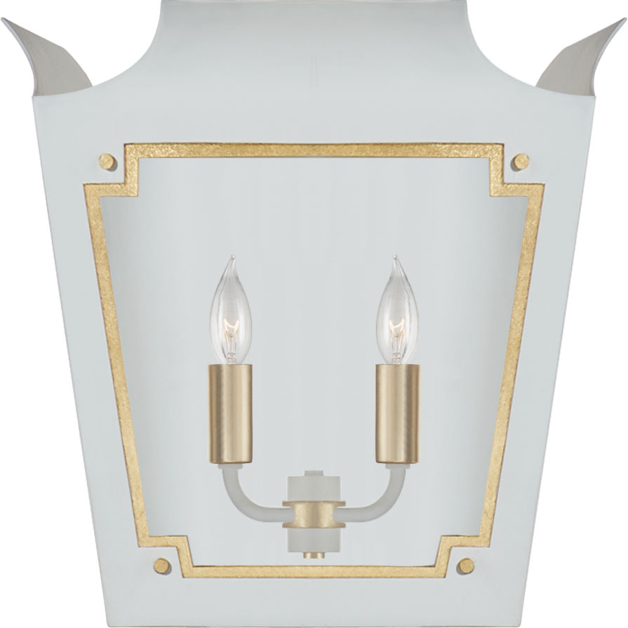 Caddo Lantern Sconce in Soft White and Gild with Clear Glass