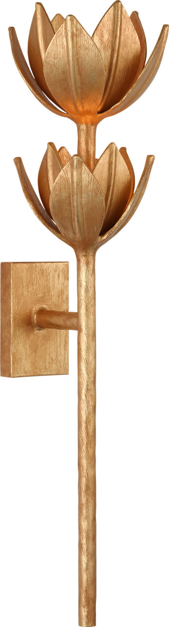 Alberto Large Two Tier Sconce in Antique Gold Leaf