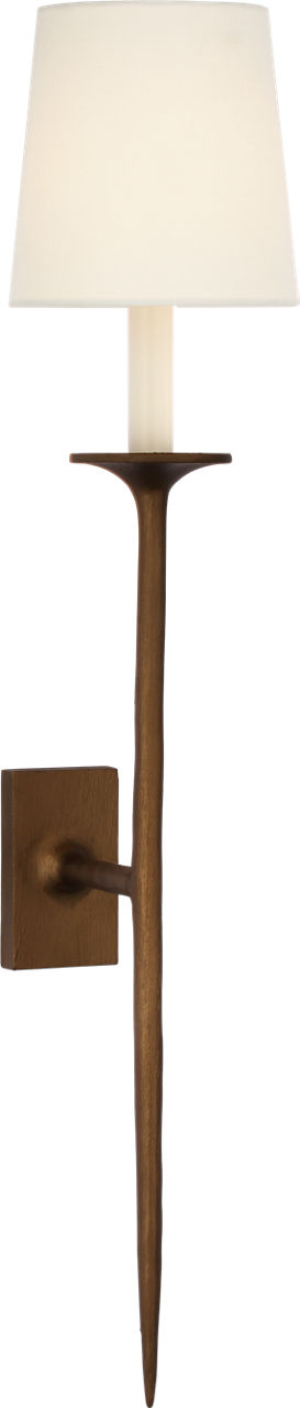 Catina Large Tail Sconce in Antique Bronze Leaf with Linen Shade