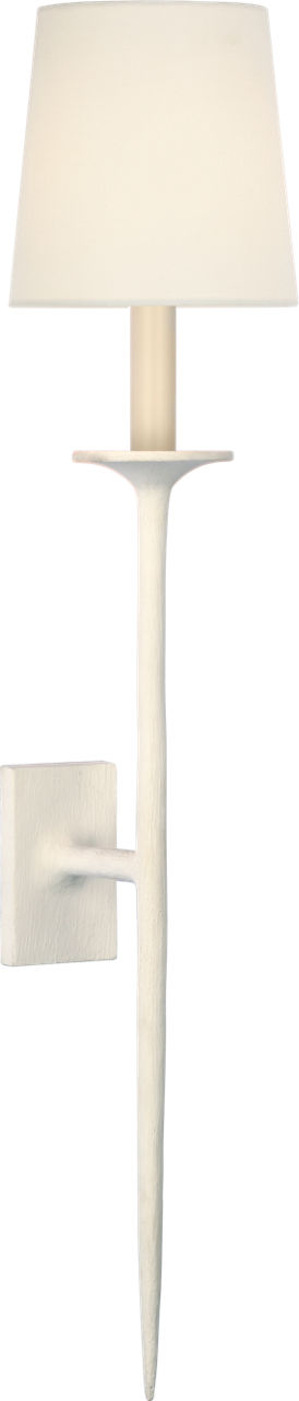 Catina Large Tail Sconce in Plaster White with Linen Shade