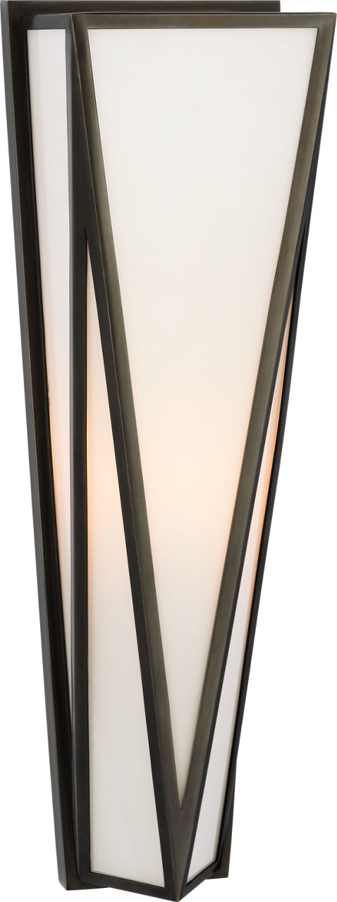Lorino Medium Sconce in Bronze with White Glass