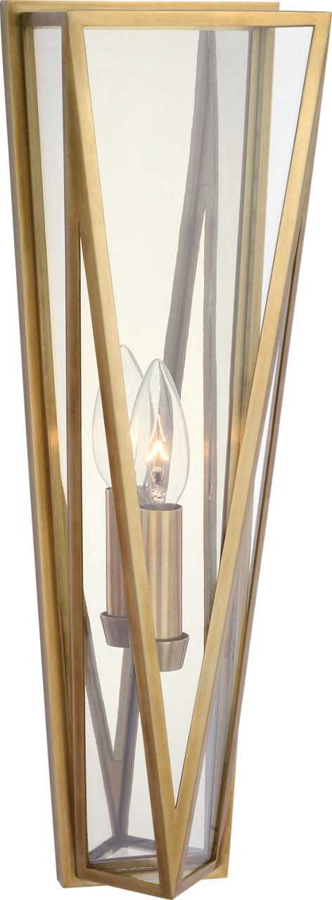 Lorino Medium Sconce in Hand-Rubbed Antique Brass with Clear Glass