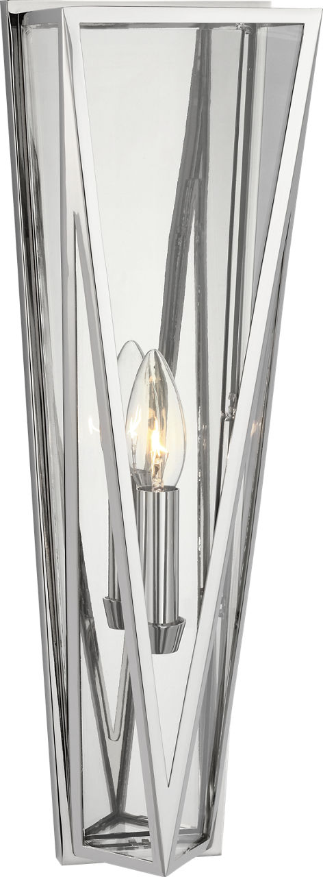 Lorino Medium Sconce in Polished Nickel with Clear Glass