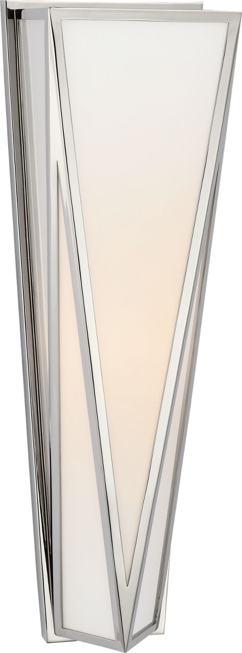 Lorino Medium Sconce in Polished Nickel with White Glass