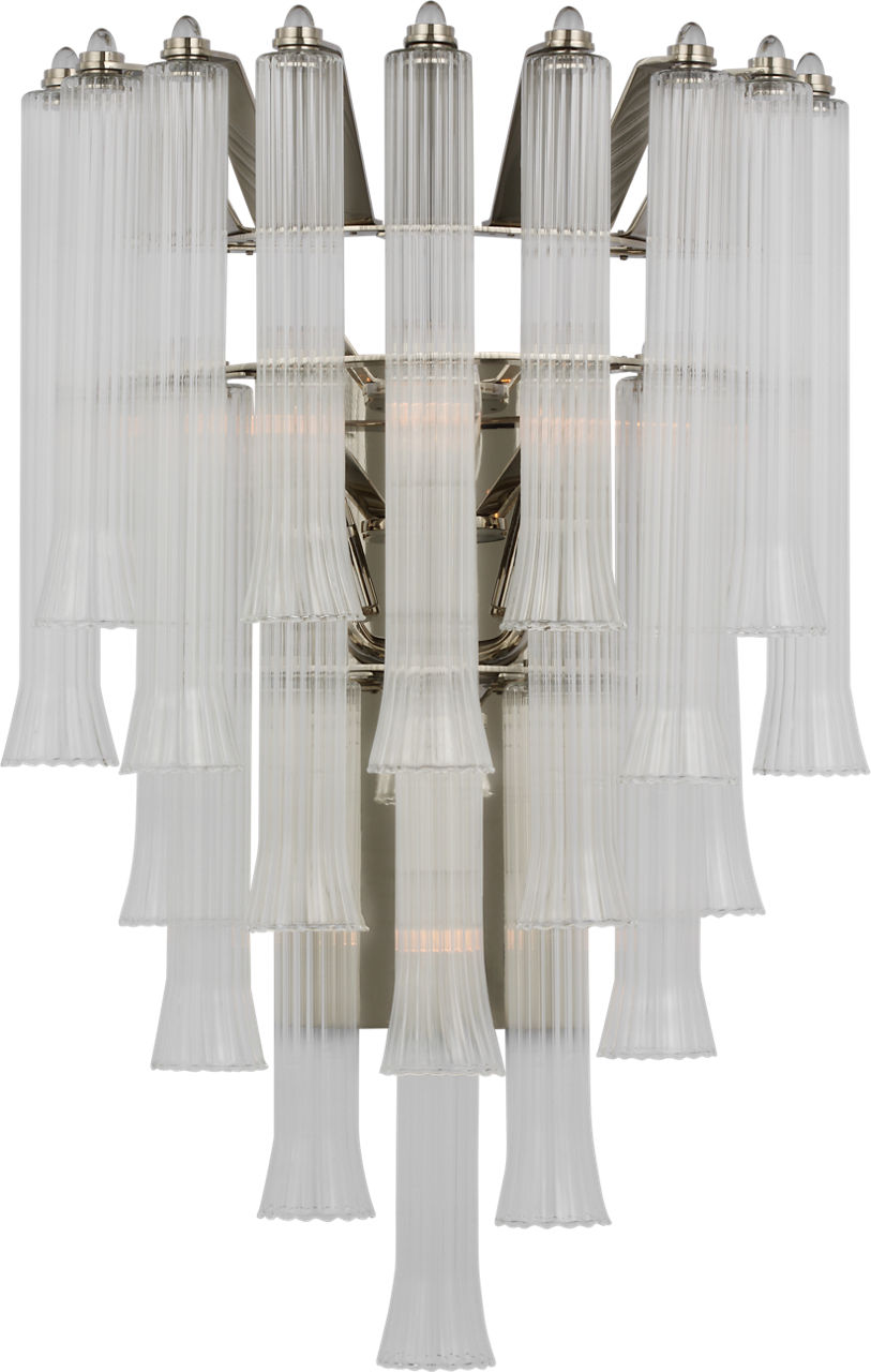 Lorelei Large Waterfall Sconce in Polished Nickel with Clear Glass