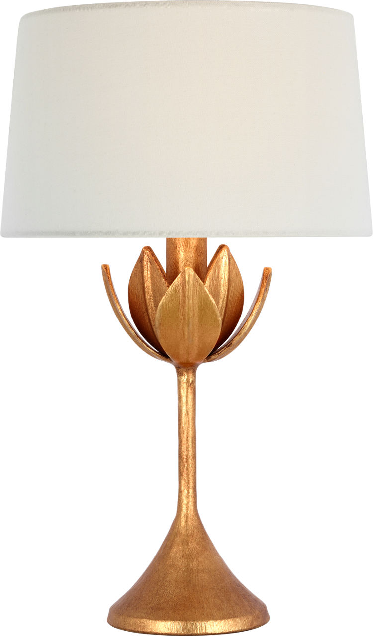 Alberto 17" Cordless Accent Lamp in Antique Gold Leaf with Linen Shade