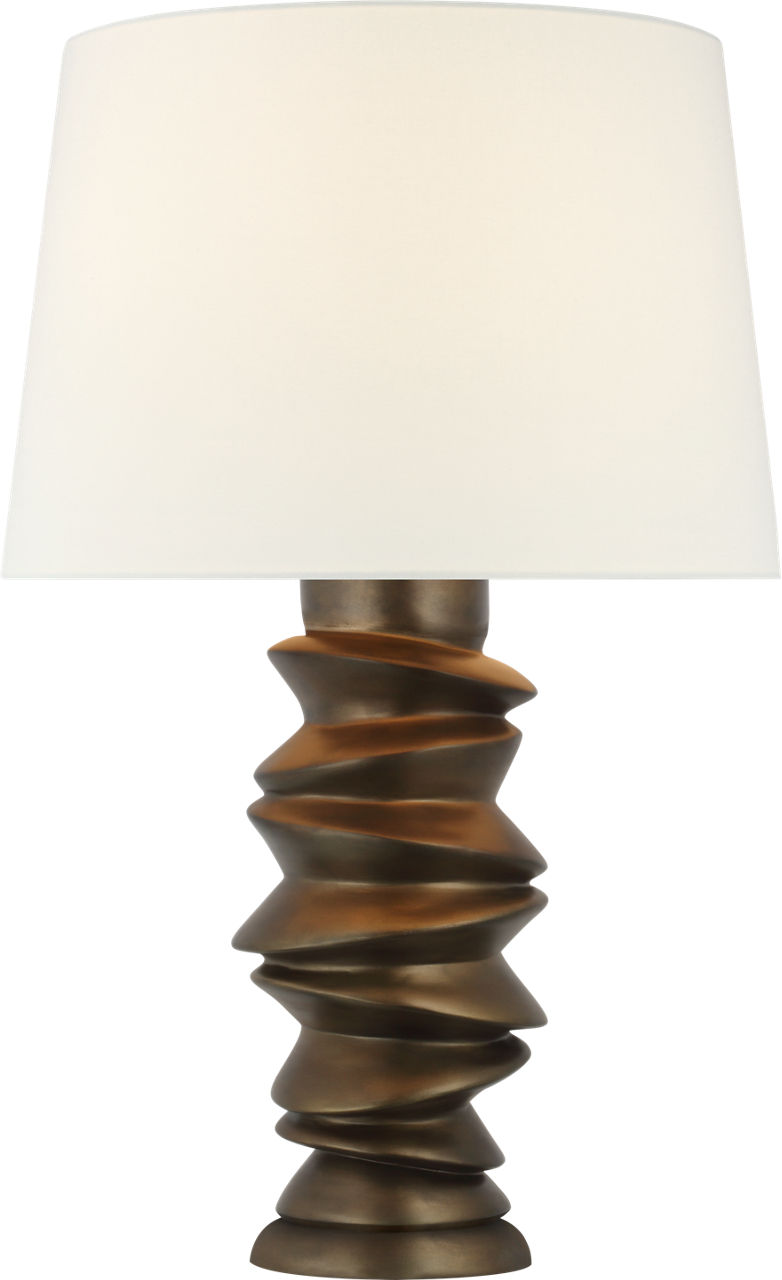 Karissa Medium Table Lamp in Antique Bronze Leaf with Linen Shade