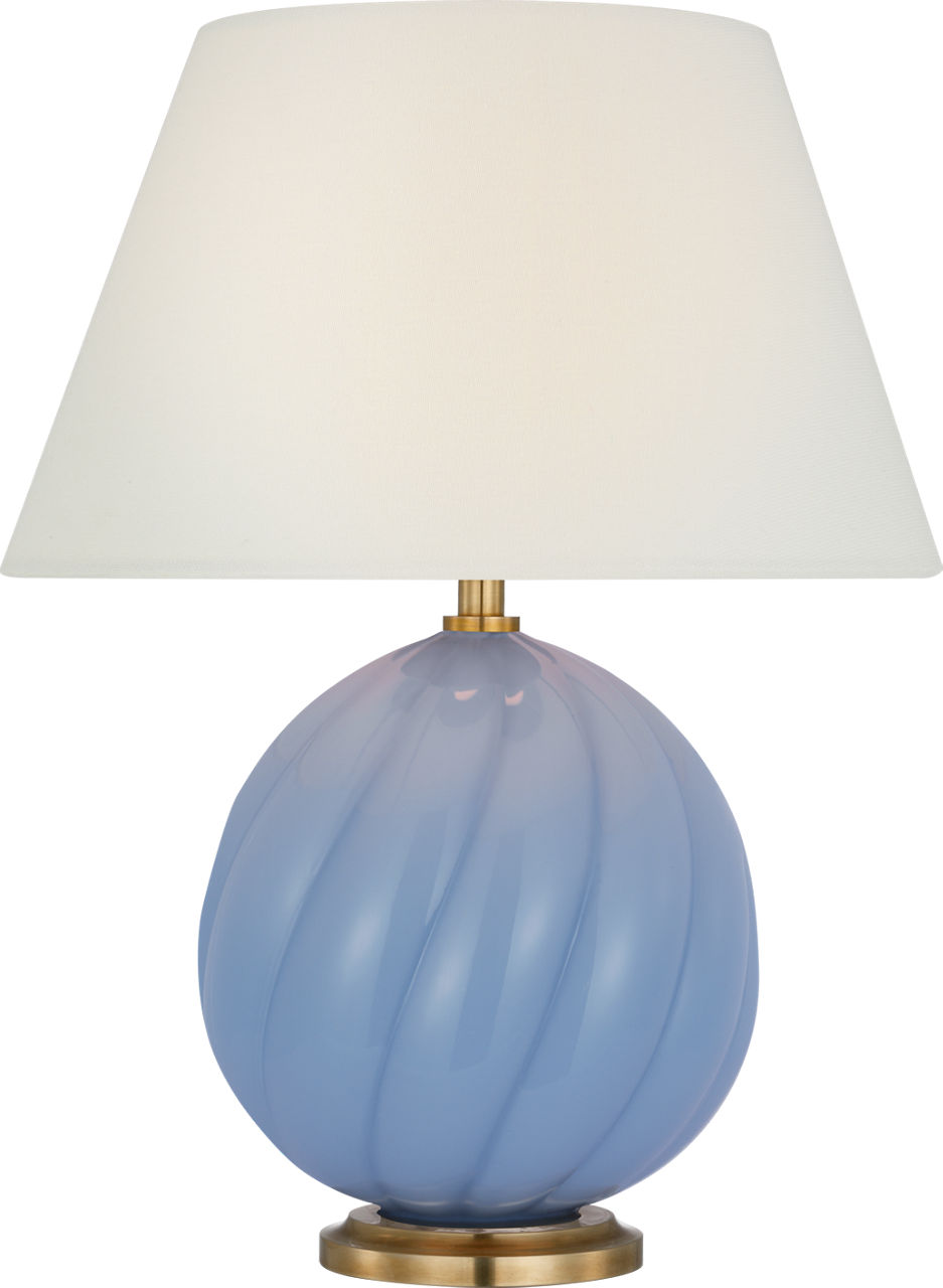 Talia 13" Cordless Accent Lamp in Blue with Linen Shade