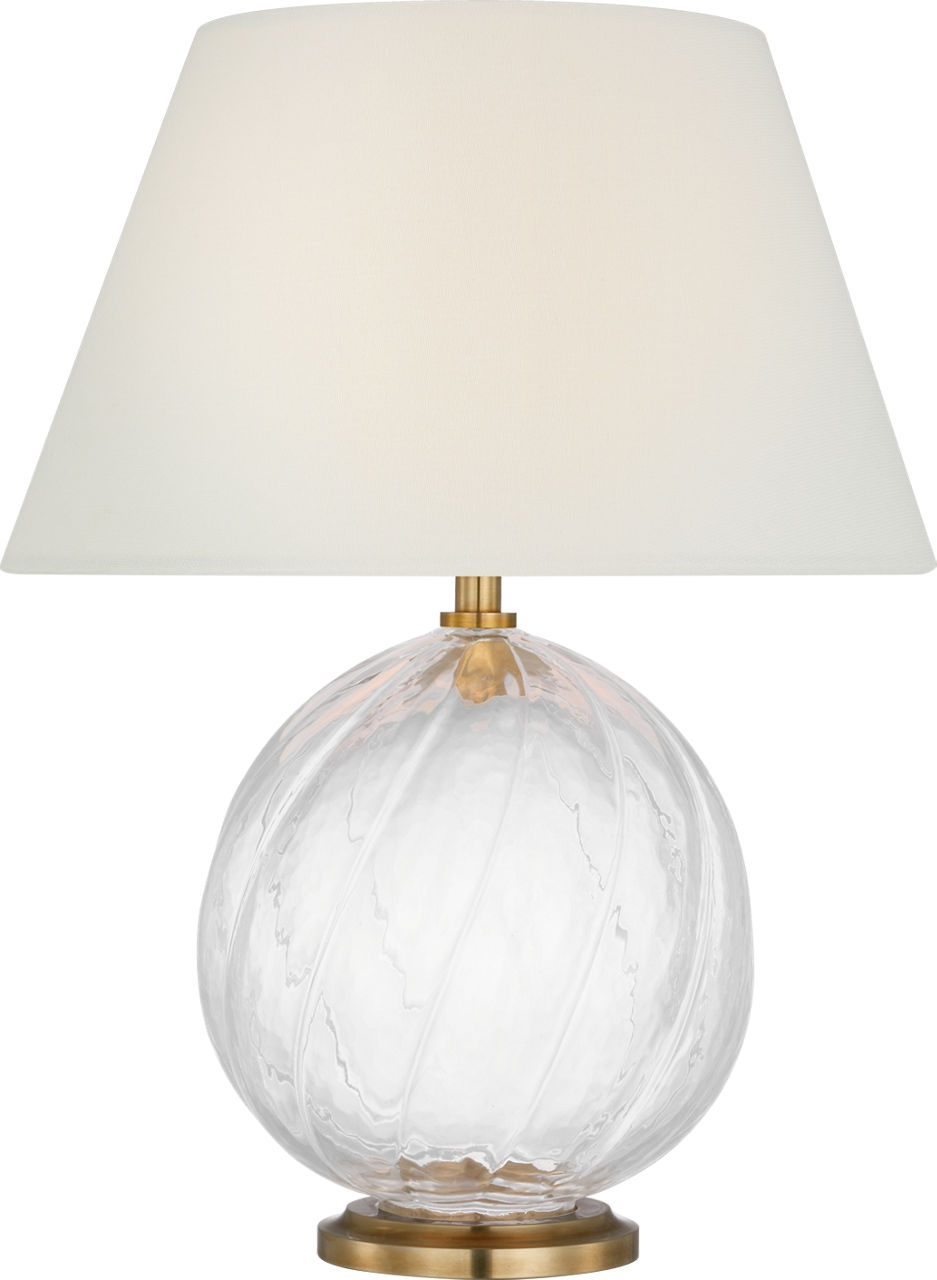 Talia 13" Cordless Accent Lamp in Clear Glass with Linen Shade