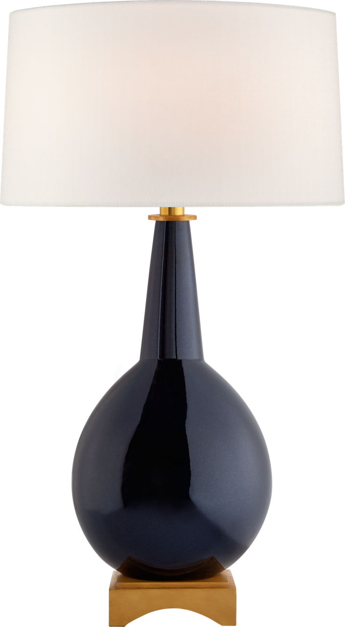 Antoine Large Table Lamp in Mixed Blue Brown with Linen Shade