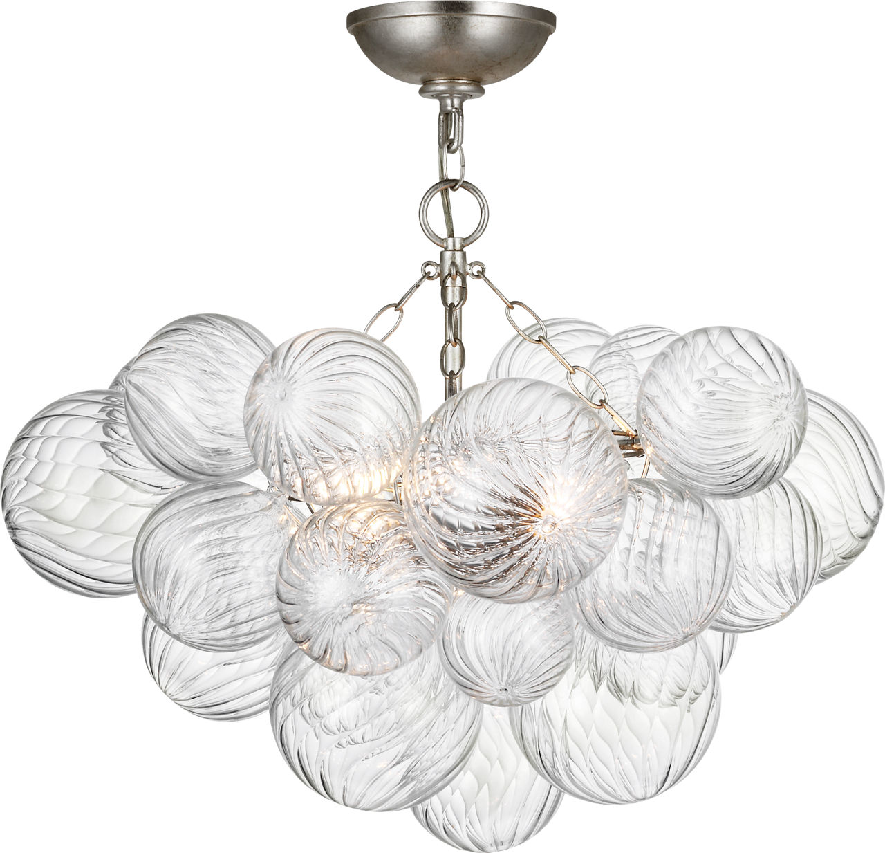 Talia 24" Semi-Flush Mount in Burnished Silver Leaf and Clear Swirled Glass