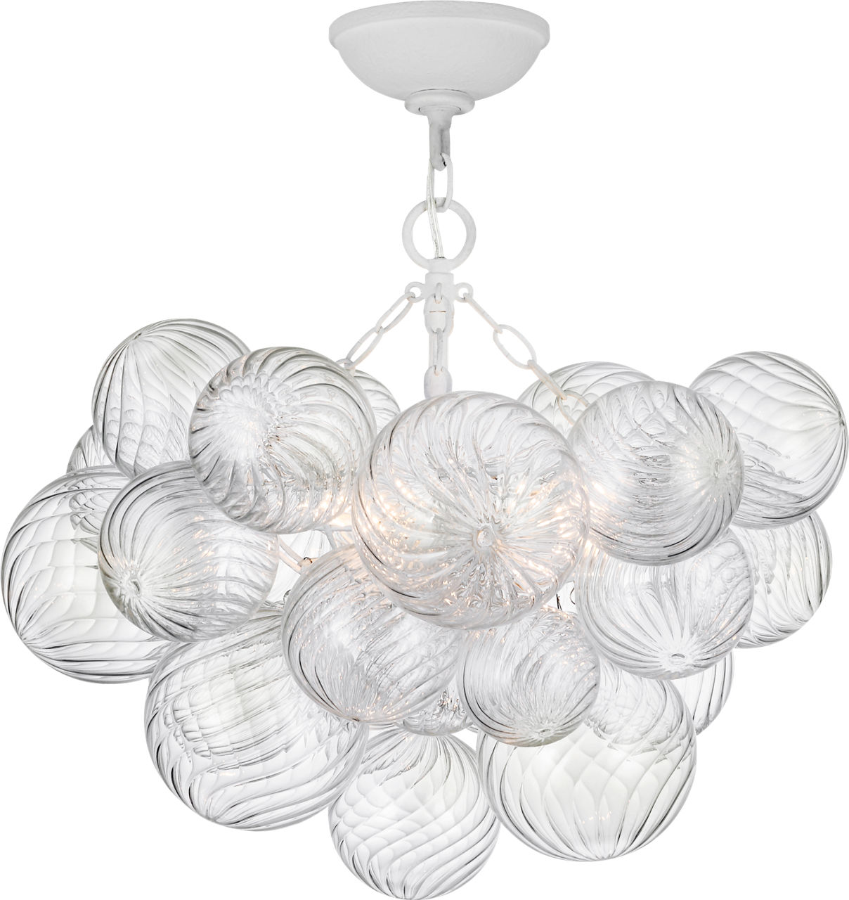 Talia 24" Semi-Flush Mount in Plaster White and Clear Swirled Glass