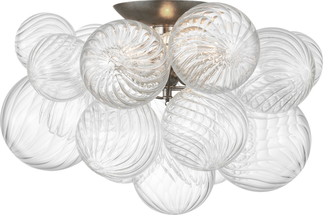 Talia 20" Flush Mount in Burnished Silver Leaf and Clear Swirled Glass