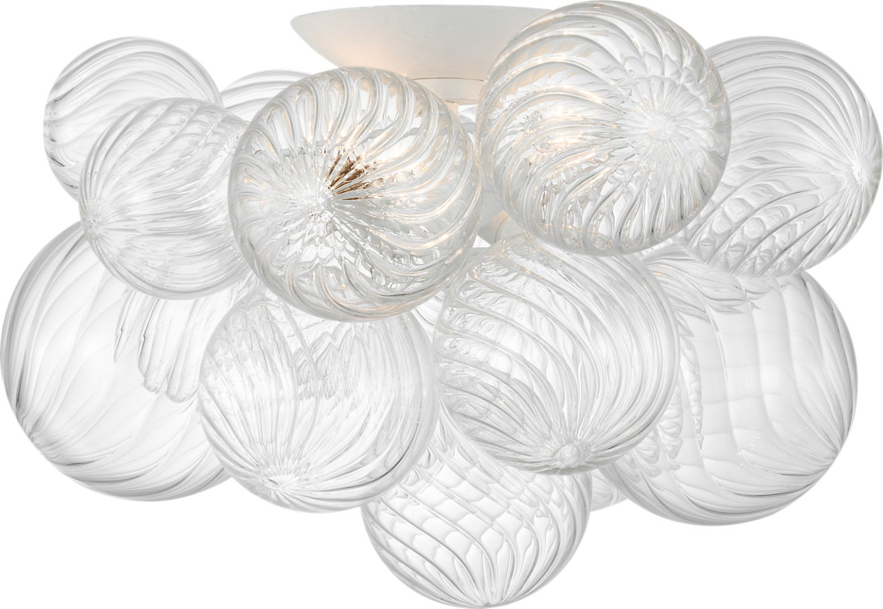 Talia 20" Flush Mount in Plaster White and Clear Swirled Glass