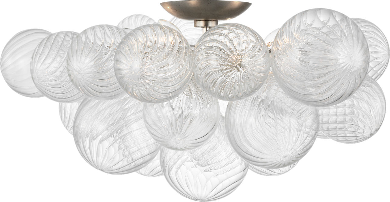 Talia 25" Flush Mount in Burnished Silver Leaf and Clear Swirled Glass