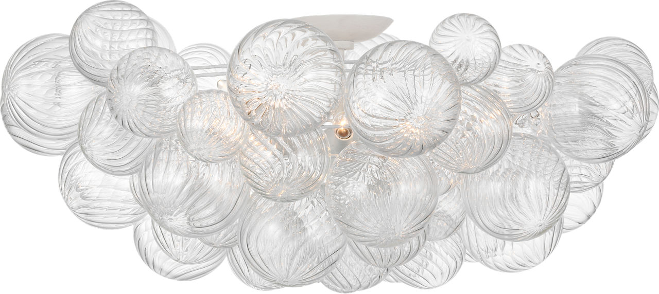 Talia 38" Flush Mount in Plaster White and Clear Swirled Glass
