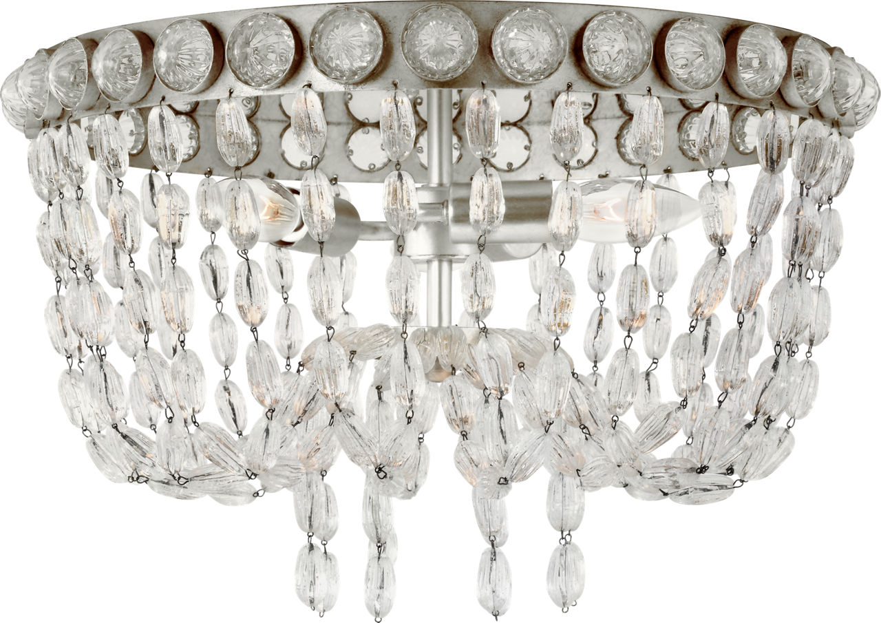 Navona Medium Basket Flush Mount in Burnished Silver Leaf and Crystal