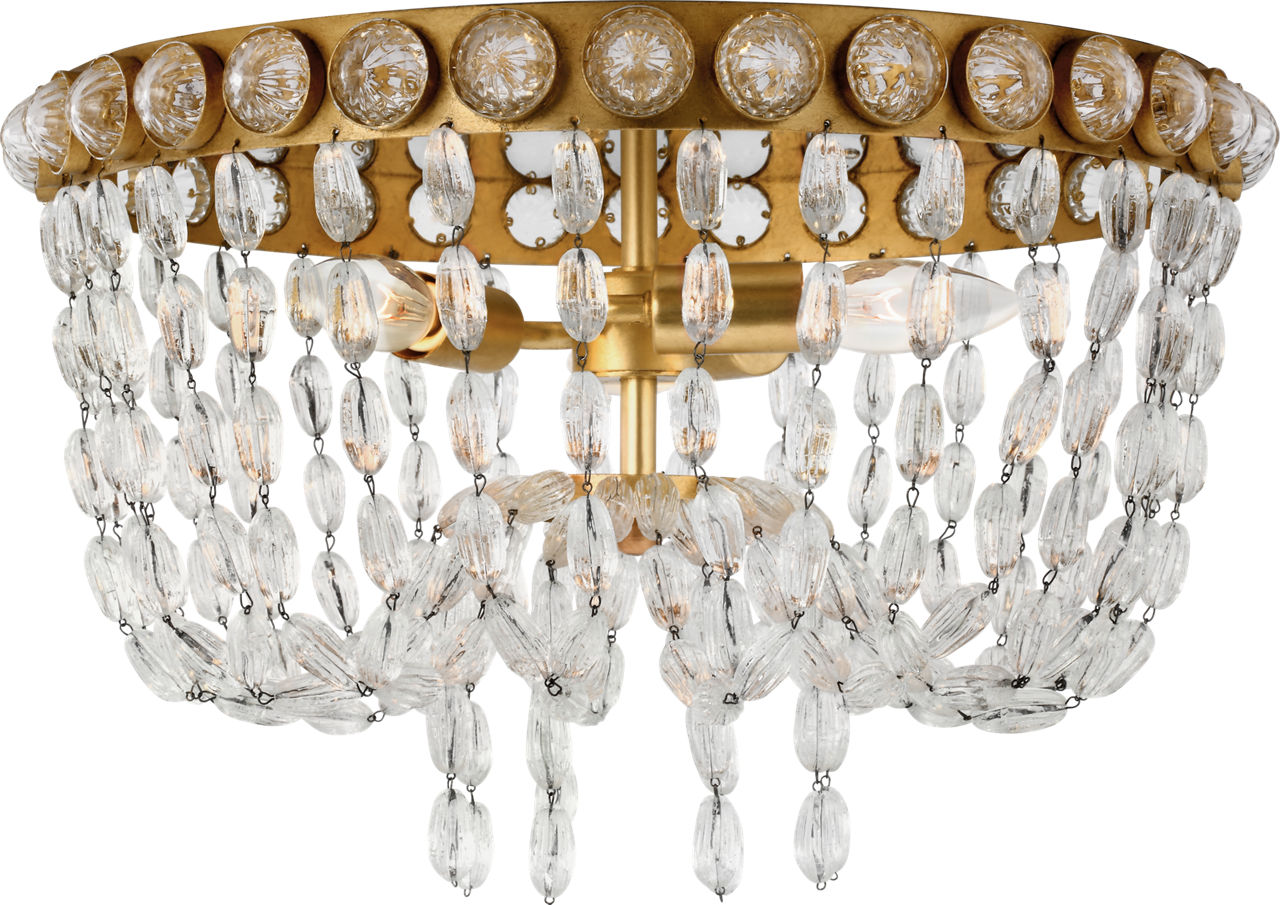Navona Medium Basket Flush Mount in Gild and Crystal
