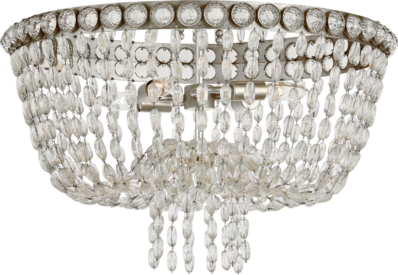 Navona Large Basket Flush Mount in Burnished Silver Leaf and Crystal