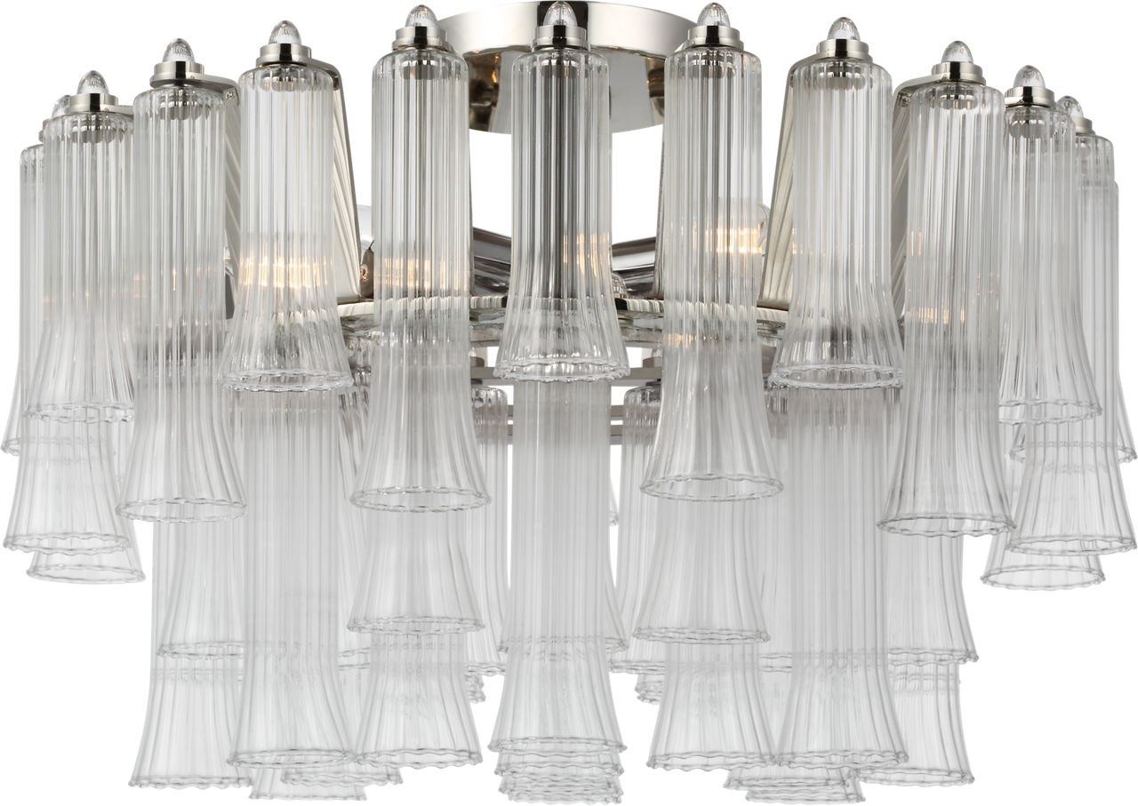 Lorelei 18" Semi-Flush Mount in Polished Nickel with Clear Glass