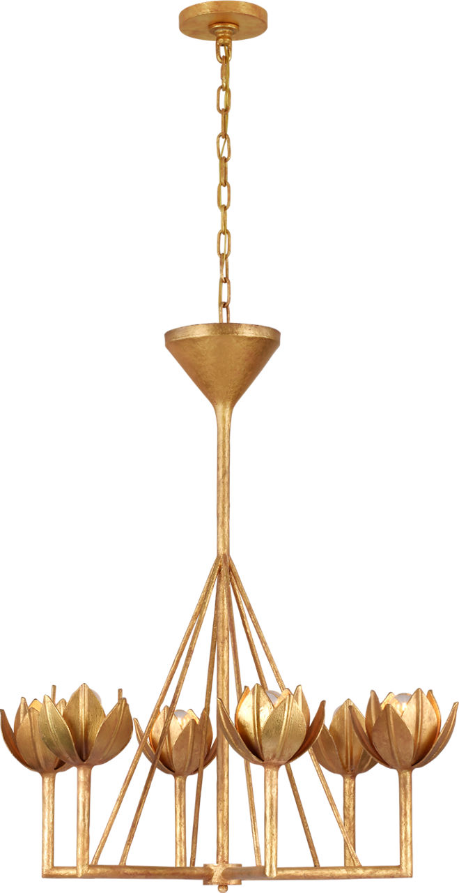 Alberto Small Single Tier Chandelier in Antique Gold Leaf