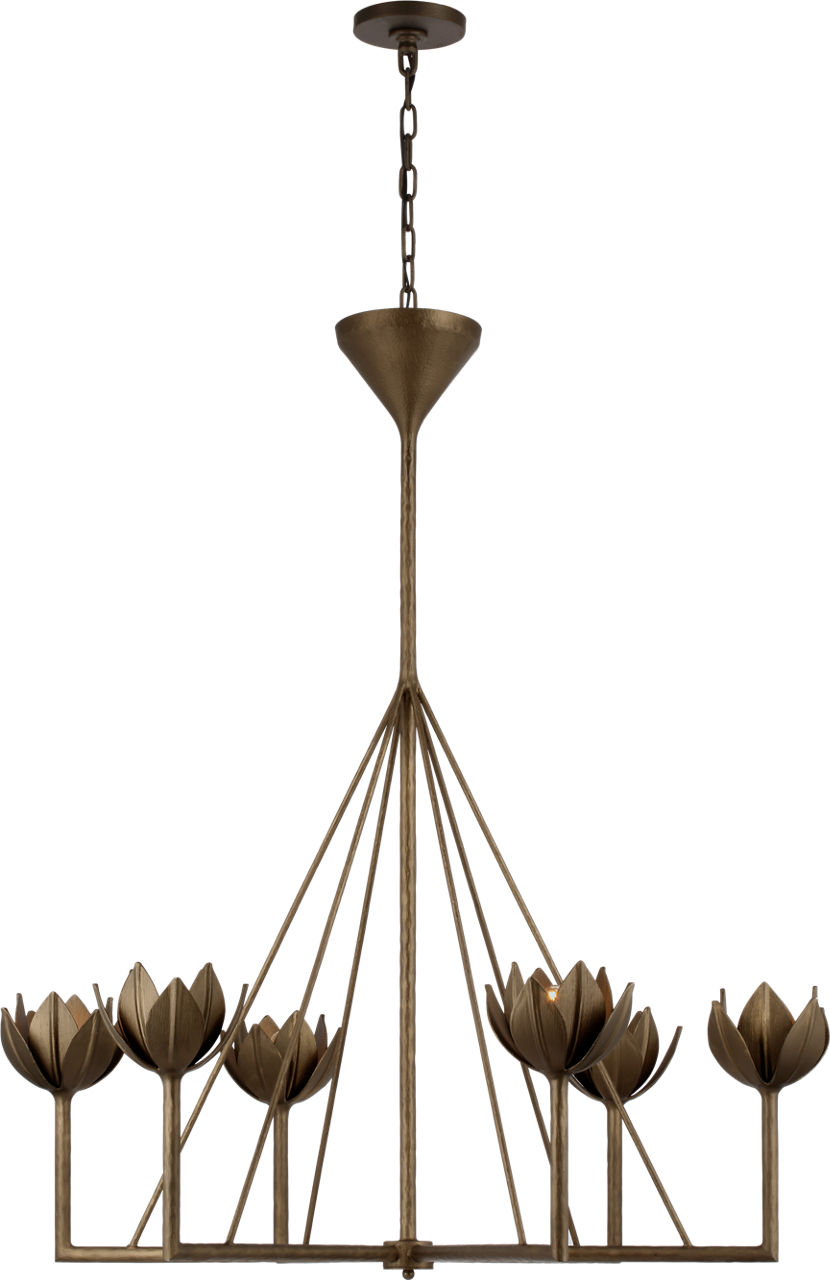 Alberto Large Single Tier Chandelier in Antique Bronze Leaf