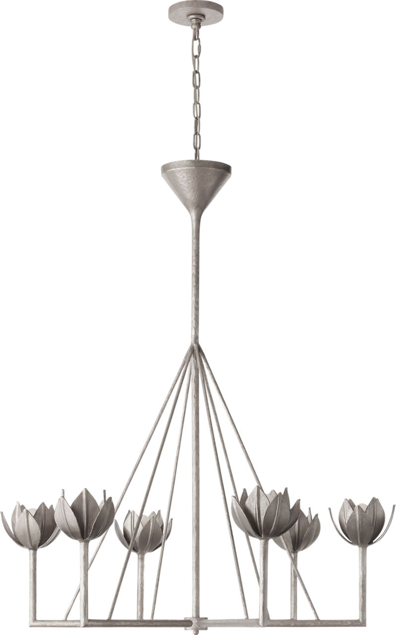 Alberto Large Single Tier Chandelier in Burnished Silver Leaf