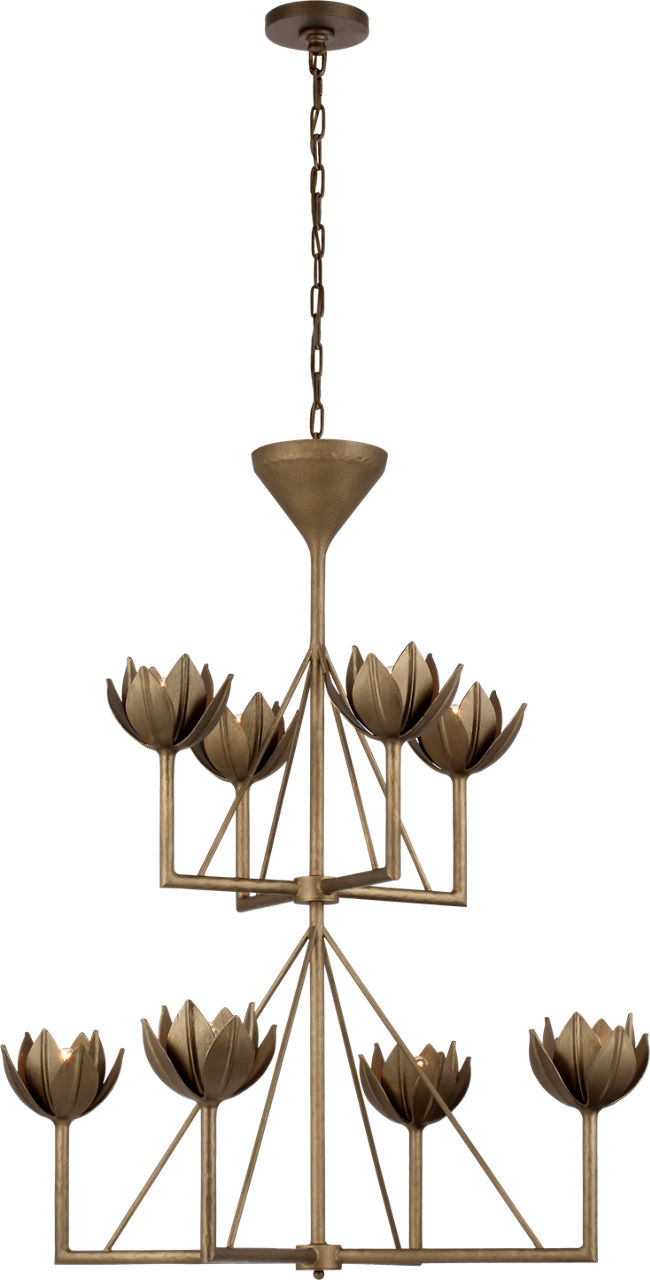 Alberto Medium Two Tier Chandelier in Antique Bronze Leaf