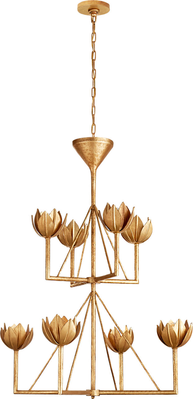 Alberto Medium Two Tier Chandelier in Antique Gold Leaf