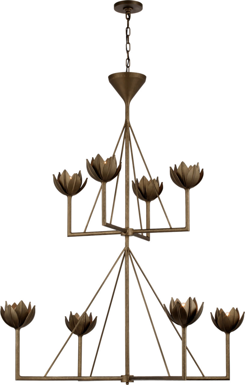 Alberto Large Two Tier Chandelier in Antique Bronze Leaf