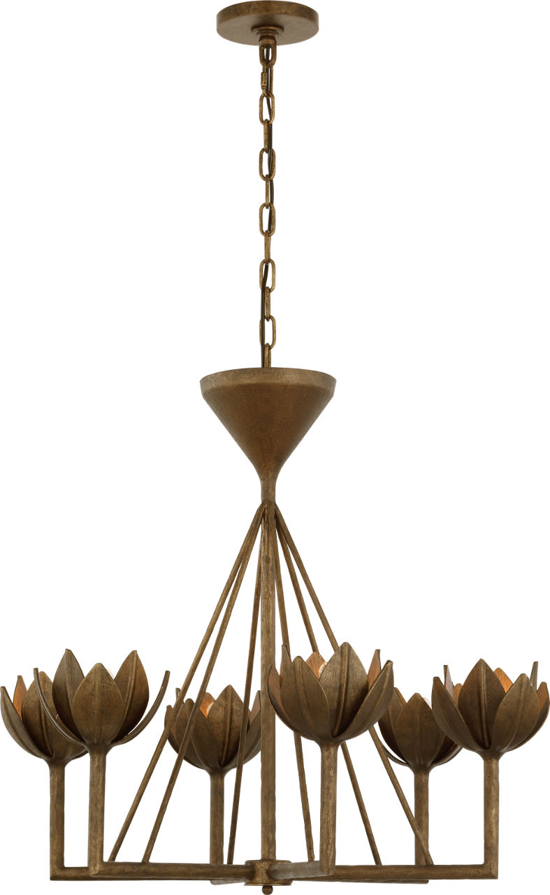 Alberto Small Low Ceiling Chandelier in Antique Bronze Leaf