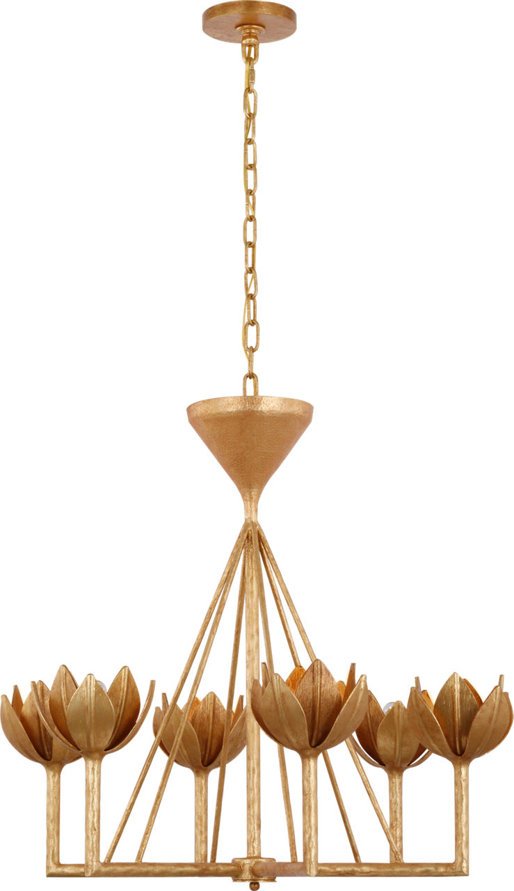 Alberto Small Low Ceiling Chandelier in Antique Gold Leaf