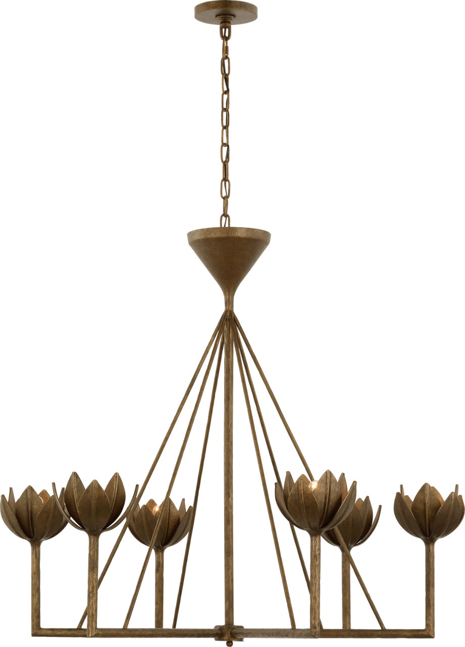 Alberto Large Low Ceiling Chandelier in Antique Bronze Leaf