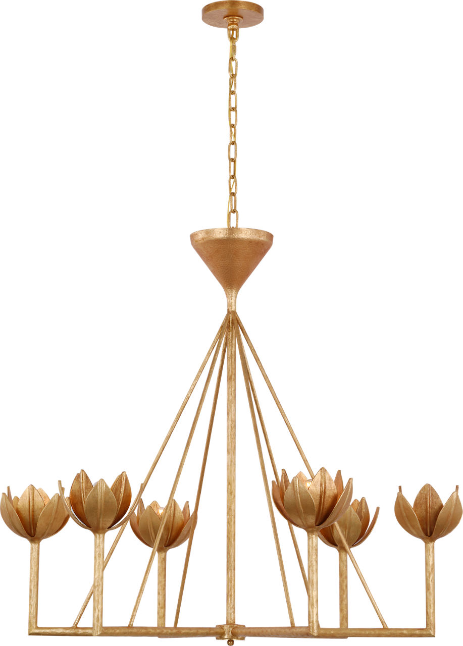 Alberto Large Low Ceiling Chandelier in Antique Gold Leaf