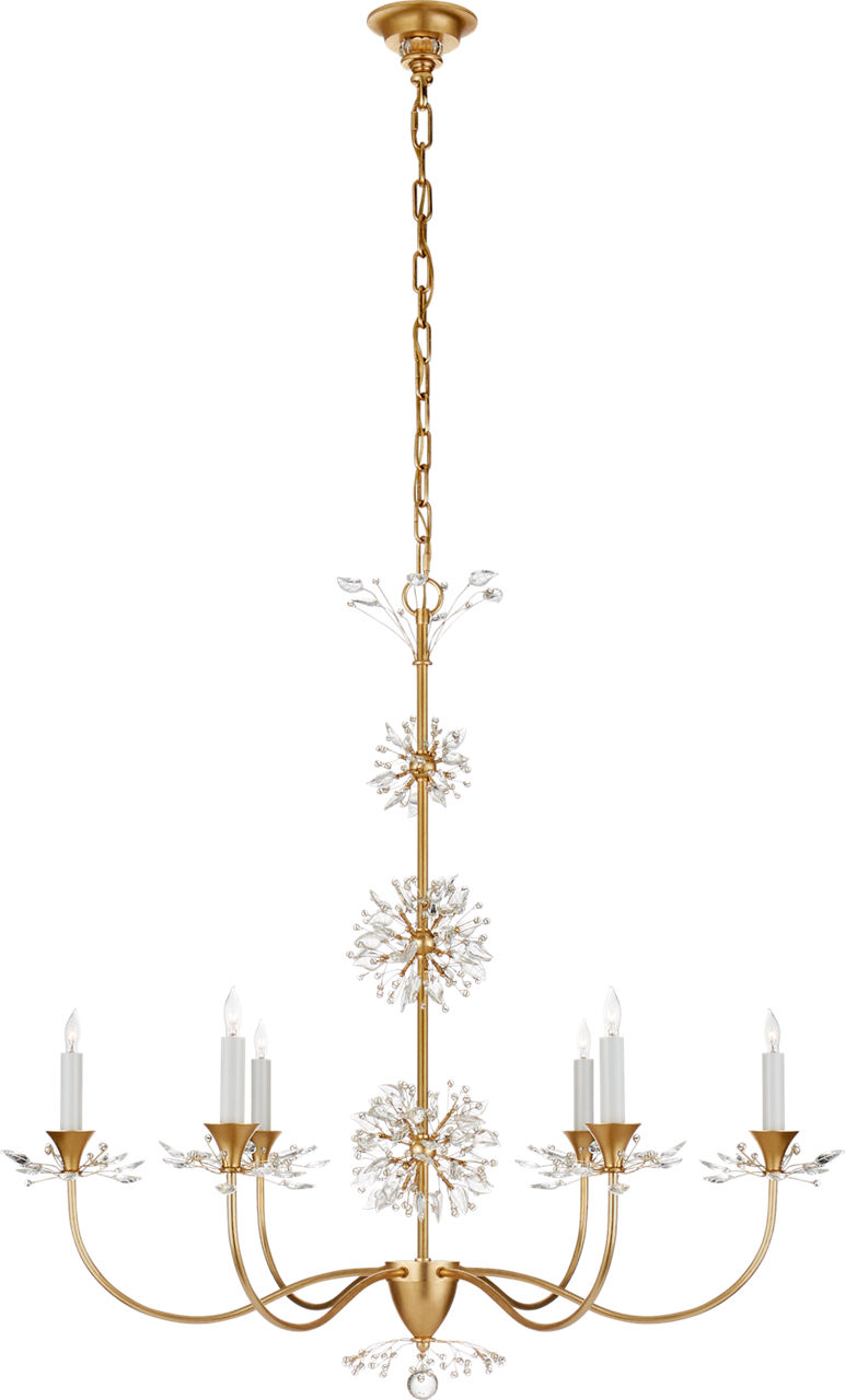 Aspra Medium Chandelier in Gild with Crystal Trim