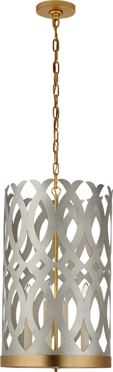 Ingrid Tall Chandelier in Burnished Silver Leaf and Gild
