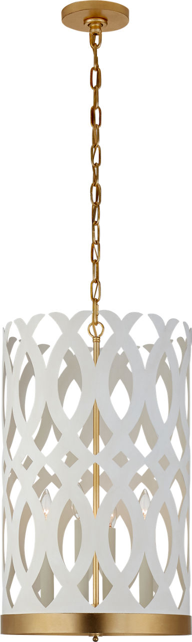 Ingrid Tall Chandelier in Matte White and Gild