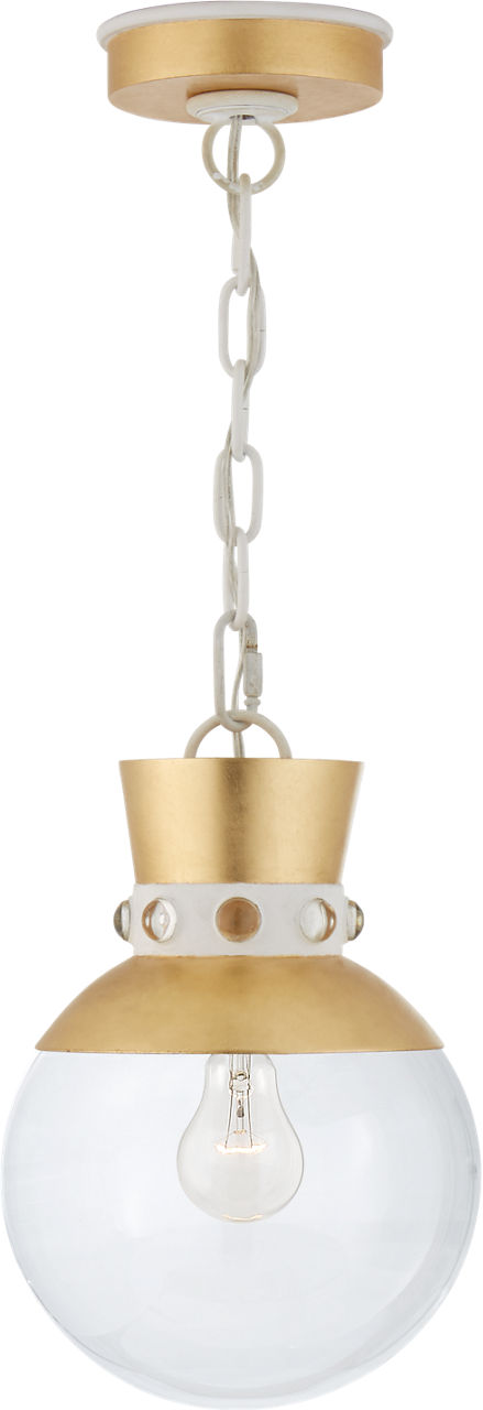 Lucia Small Pendant in Gild and White with Clear Glass
