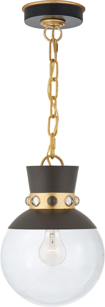 Lucia Small Pendant in Matte Black and Gild with Clear Glass