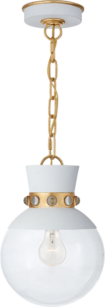 Lucia Small Pendant in Matte White and Gild with Clear Glass