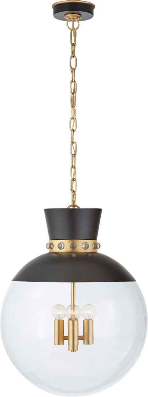 Lucia Large Pendant in Matte Black and Gild with Clear Glass
