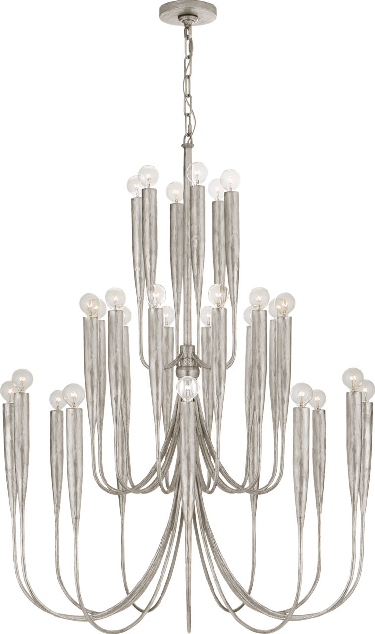 Acadia Large Chandelier in Burnished Silver Leaf