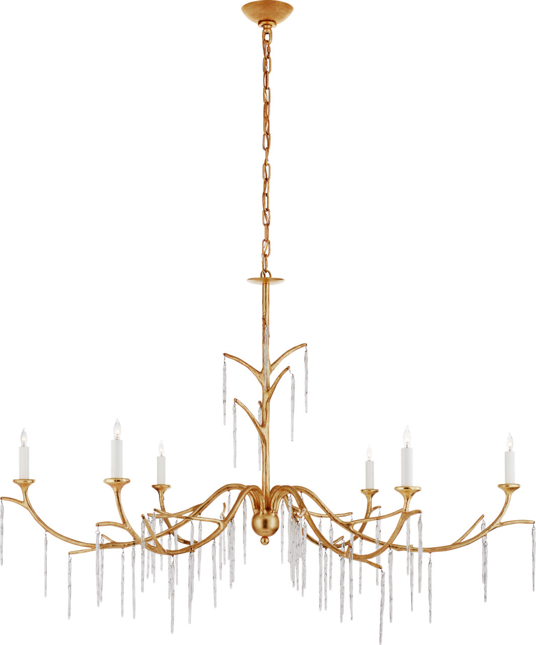 Iberia Large Chandelier in Antique Gold Leaf and Crystal