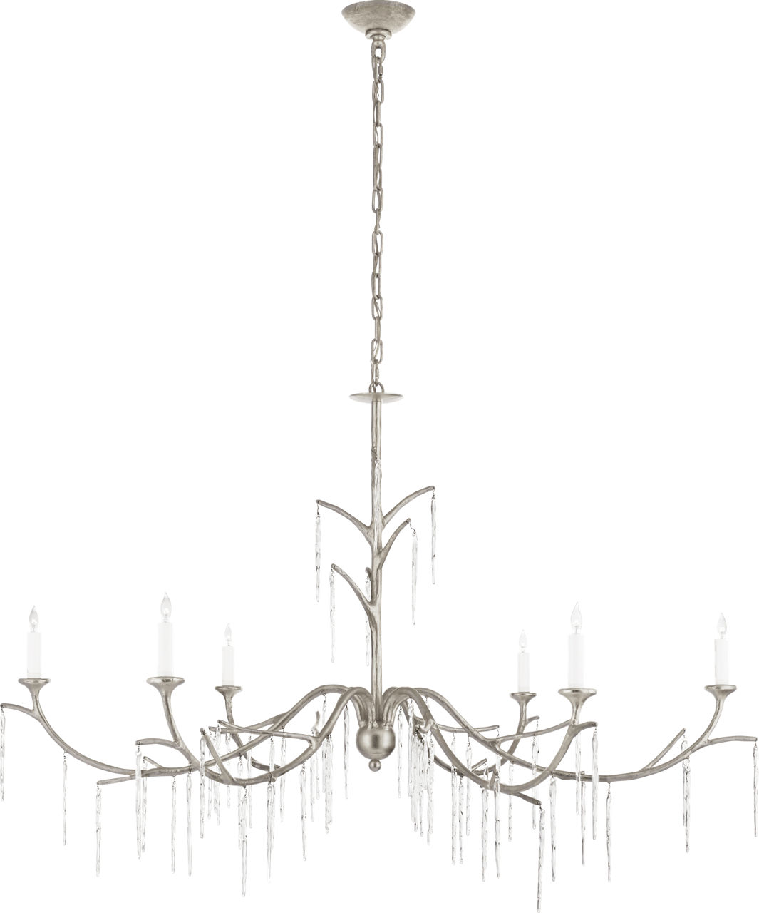 Iberia Large Chandelier in Burnished Silver Leaf and Crystal