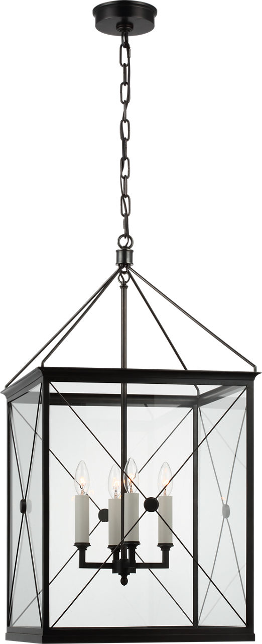 Rossi Medium Lantern in Bronze with Clear Glass
