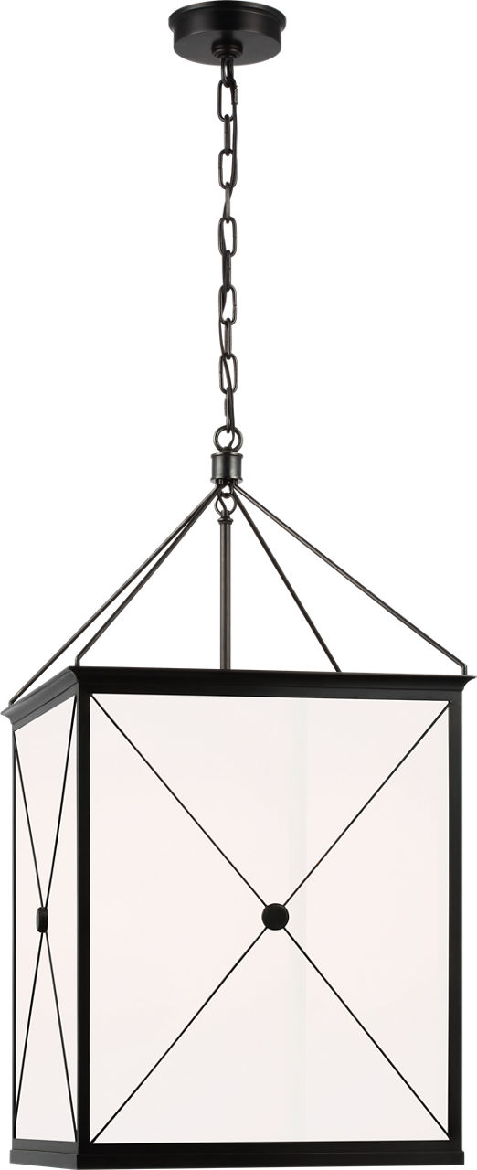 Rossi Medium Lantern in Bronze with White Glass