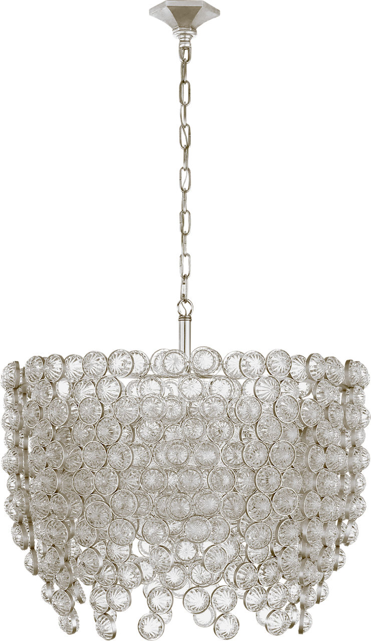 Milazzo Medium Waterfall Chandelier in Burnished Silver Leaf and Crystal