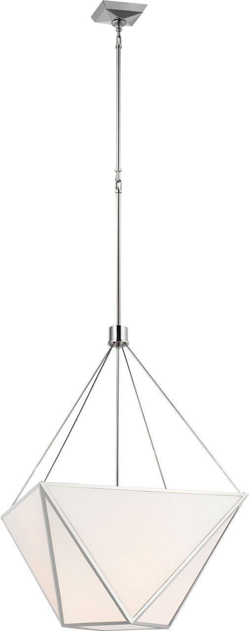 Lorino Large Lantern in Polished Nickel with White Glass