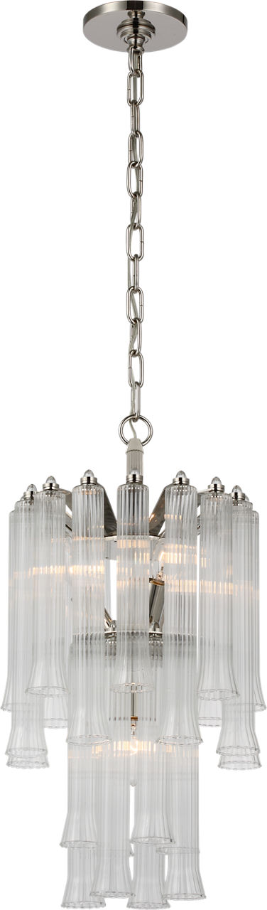 Lorelei Petite Waterfall Chandelier in Polished Nickel with Clear Glass